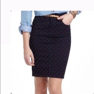 Anthropologie denim polka dot skirt